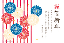 菊の花とストライプ柄のデザイン